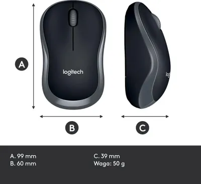 Maus Logitech M185 (910-002238), i hirtë - 10