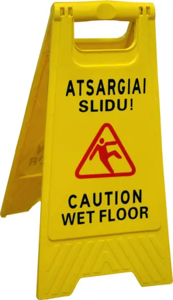 Shenjë sigurie Komelon Caution Wet Floor, palosëse, plastike, e verdhë
