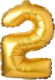 Balonë dekorativ me helium XXL numri 2, 61cm, ngjyrë e artë