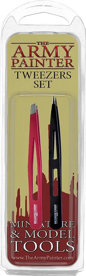 Set pincash Army Painter Tweezers, 2 copë, majë e sheshtë dhe e lakuar, i zi e kuqe