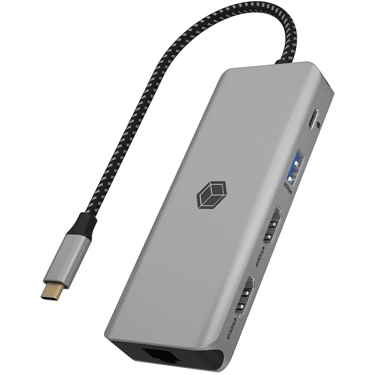 Docking station RaidSonic ICY BOX IB-DK4012-CPD, USB 3.2 Gen 1 Type-C, 100 W, 10/100/1000 Mbit/s, Anthracite, Black - 1