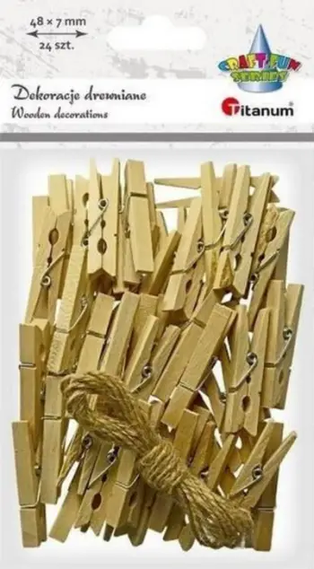 Kapëse rrobash Titanum Wooden Clothespins Natural, 6x48 mm, 24 copë, ngjyrë natyrale
