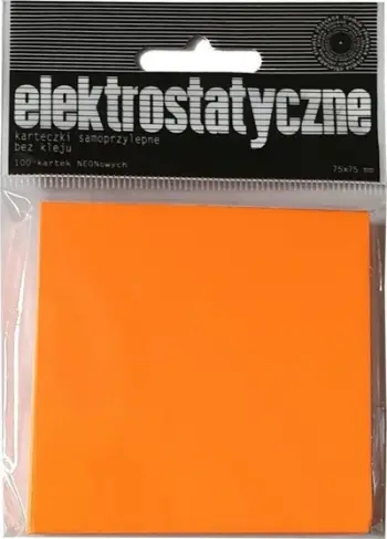 Fletëngjitëse elektrostatike Promised Land, 75x75mm, 100 fletë, portokalli neon