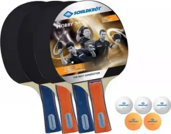 Set pingpong Donic Schildkröt Hobby, 4 raketa, 5 topa, me çantë mbajtëse