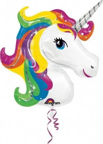 Balonë dekorative me helium Unicorn Rainbow L, shumëngjyrëshe - 1