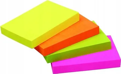 Fletëngjitëse neon Stick Notes, 51x76mm, 80 fletë, shumëngjyrëshe - 1