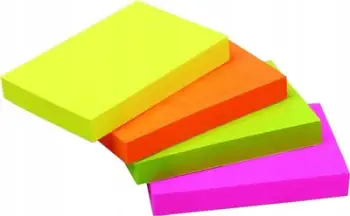 Fletëngjitëse neon Stick Notes, 51x76mm, 80 fletë, shumëngjyrëshe