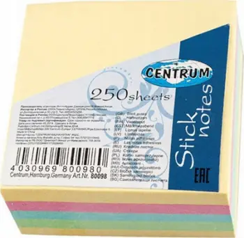 Fletëngjitëse vetëngjitëse Centrum, 51x51mm, 5x50 fletë, ngjyra pastel
