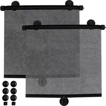 Roletë dielli për makinë Car Roller Blind 23497, set me 2 copë, montim universal, e zezë
