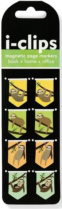 Shënues faqesh magnetikë Sloths I Clips, set 8 copë, shumëngjyrësh