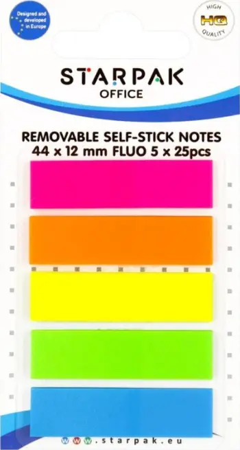 Shënues indeksues Starpak Fluo, 5 x 25 fletë, shumëngjyrëshe