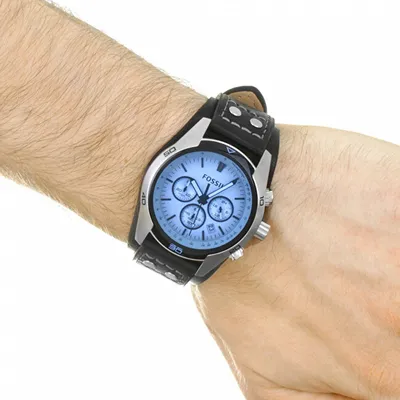 Orë dore Fossil Coachman CH2564, kronograf, rrip lëkure, blu e zezë - 4