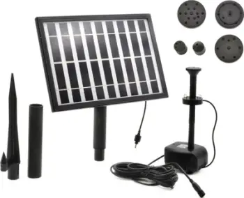 Pompe diellore Geko Solar Pump G81472, 5W, për pellg kopshti, e zezë