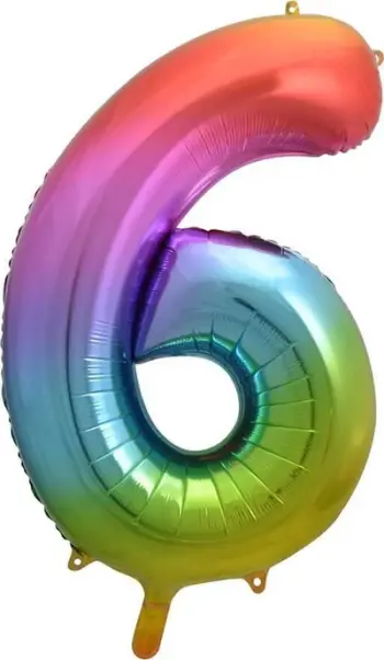 Balonë folie GoDan numri 6, 92 cm, shumëngjyrëshe rainbow
