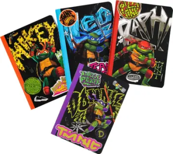 Fletore A6 Teenage Mutant Ninja Turtles Mutant Mayhem, set 4 copë, me vija, shumëngjyrëshe