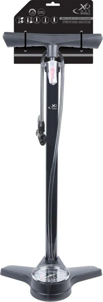 Pompe dyshemeje biçiklete XQMAX Pro Workshop, 160 PSI 11 bar, me manometër, e zezë - 2