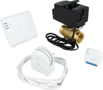 Komplet wireless anti-flood Salus, valvul sferike DN25, sensor uji, i bardhë