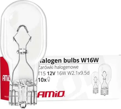 Set poça elektrik AMiO Halogen W16W, T15, 16W, 10 copë, transparente - 1