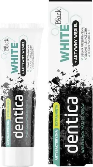 Pastë dhëmbësh Tolpa Dentica Black White, zbardhuese, me karbon të aktivizuar, 75 ml