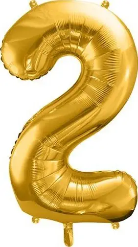 Balonë folie në formë numri 2, 86 cm, ari metalik