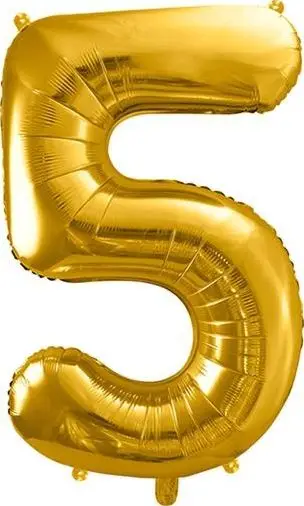 Balonë folie numri 5, 86 cm, ari metalik
