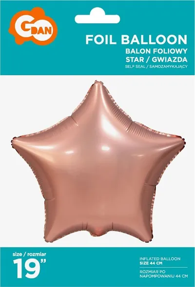 Balonë folie yll Godan Star Matte, 44 cm, rozë dhe e artë - 2
