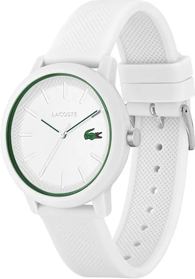 Ora dore Lacoste 12.12 Watch, 42mm, rezistente 50m, e bardhë - 2