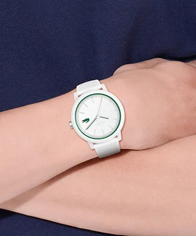 Ora dore Lacoste 12.12 Watch, 42mm, rezistente 50m, e bardhë - 3