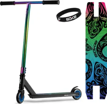 Trotinet stunt Soke EVO Street Dark Rainbow, rrota PU ABEC 9, deri 100kg, shumëngjyrësh