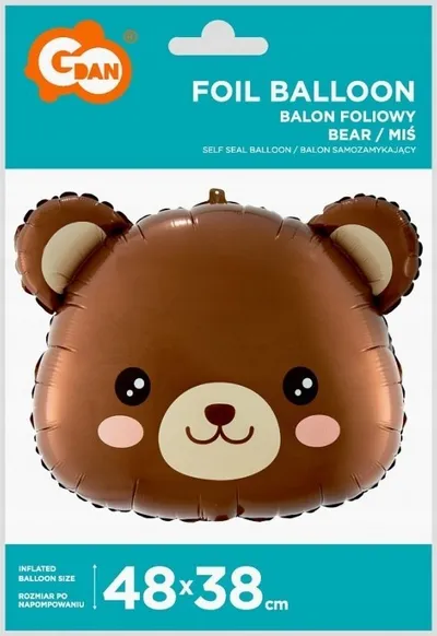 Balonë folje Godan Bear, 48 cm, dekorative, shumëngjyrëshe - 3