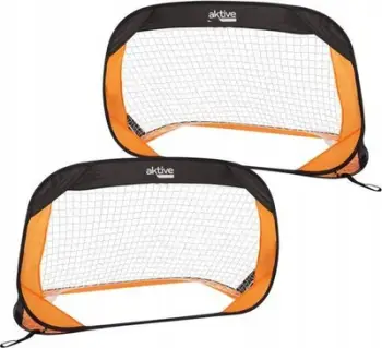 Set porta futbolli Aktive Sports Pop Up, 2 copë, portative, e zezë dhe portokalli