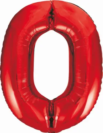 Balonë GoDan Foil Number 0, 85 cm, e kuqe