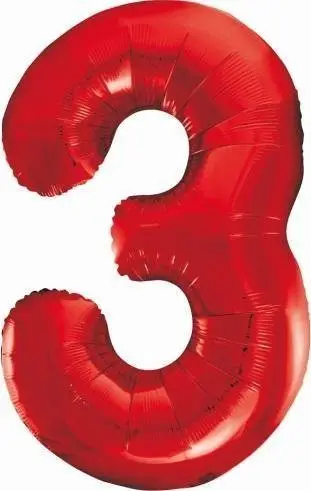 Balonë helium Godan Number 3 BC-HCW3, 85 cm, e kuqe