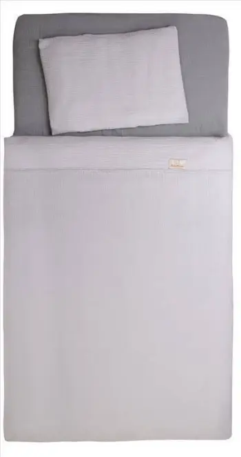 Set posteqesh pambuku për krevat bebe, 100 x 135 cm, 40 x 60 cm, gri