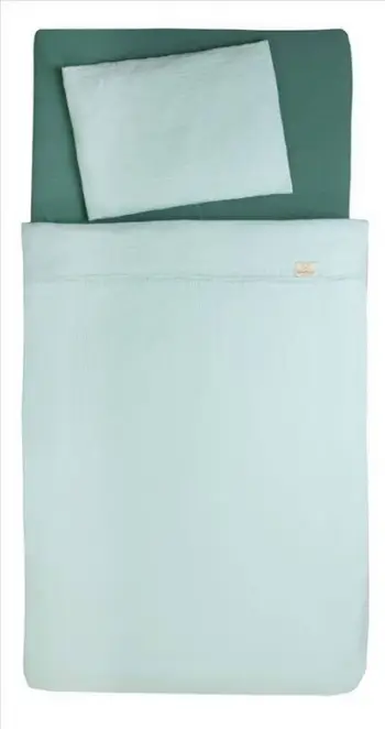Set posteqesh pambuku për krevat fëmijësh, 100 x 135 cm, 40 x 60 cm, ngjyrë turquoise