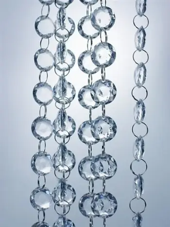 Zinxhir me rruaza akrilike kristali, 100 cm, transparent