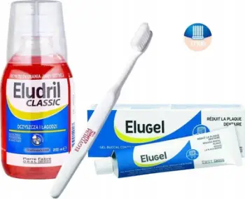 Set postoperativ oral Eludril, larës goje, furçë dhëmbësh, xhel pas operacioni