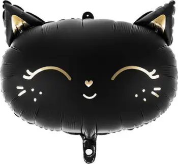 Balonë mace për Halloween Black Cat, e zezë, folie metalike