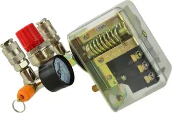 Set presioni për kompresor GEKO G80324, pressostat me reduktor, 400V, me manometra