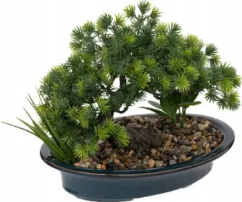 Bonsai artificial Atmosphera Jiling, vazo qeramike, 26cm, blu