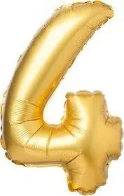 Balonë XXL me helium numri 4, 61cm, ngjyrë ari