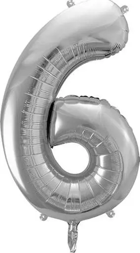Balonë XXL me helium, numri 6, 86 cm, argjend