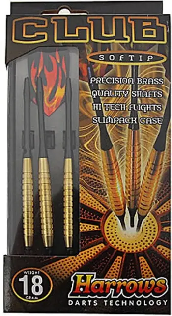 Shigjeta dart Harrows Club Brass Soft Tip, 18 g, set, portokalli e zezë