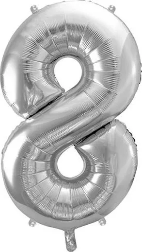 Balonë XXL me helium, numri 8, 86cm, argjend - 1