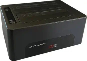 Dok stacion për disk LC-Power LC-DOCK-U3-V, USB 3.2 Gen 1, për HDD dhe SSD, i zi