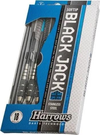Shigjeta darts Harrows Softip Black Jack 16g, majë plastike, 3 copë, të zeza