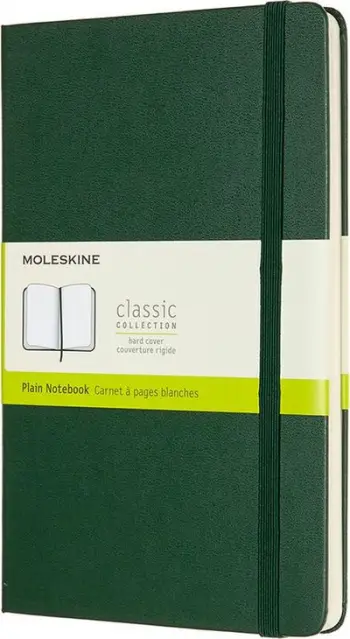 Fletore Moleskine Classic L, 13x21 cm, faqe të bardha, e gjelbër myrtle