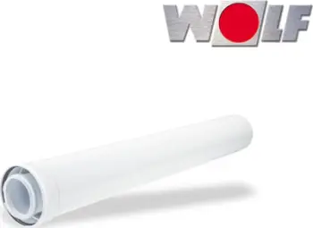 Tub ajri dhe gazrash Wolf DN80/125, 1000mm, sistem plug in, i bardhë
