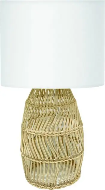 Llambë tavoline Platinet Corfu PTL1058, rattan, E27 25W, bezhë e bardhë