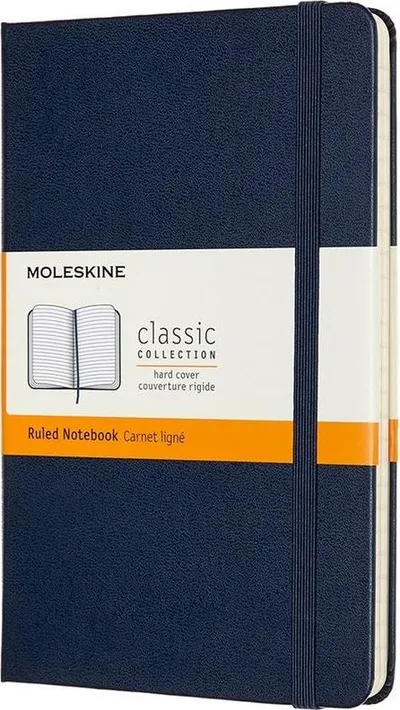 Fletore Moleskine Medium Ruled, kapak i fortë, blu safir - 1
